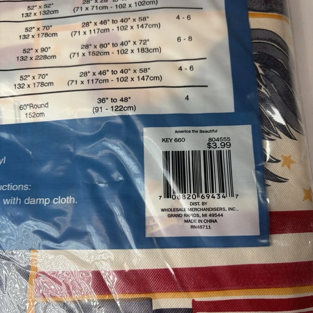 NEW Summer Fun PVC-Free Vinyl Multicolored Patriotic 52